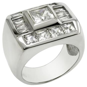 Sterling Silver Cubic Zirconia Princess & Baguette CZ Ring