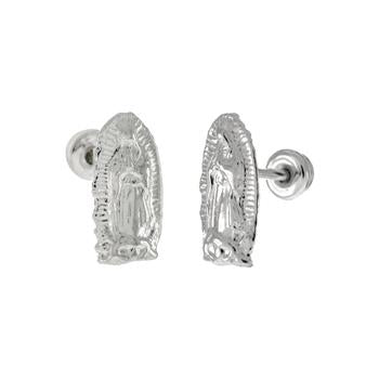 Sterling Silver Lady of Guadalupe W. Screw-Back Stud Earrings