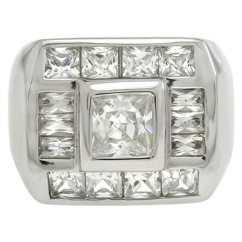 Sterling Silver Cubic Zirconia Princess & Baguette CZ Ring