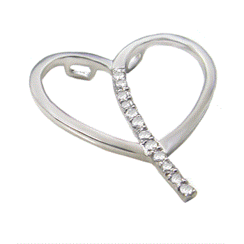 Sterling Silver Cubic Zirconia Floating Heart Pendant