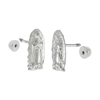 Sterling Silver Lady of Guadalupe W. Screw-Back Stud Earrings