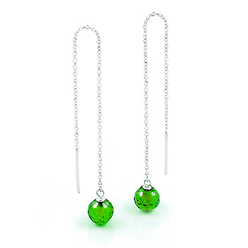 Green Ball CZ Threader Earrings Rhodium