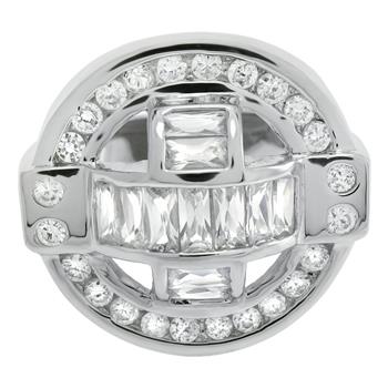 Sterling Silver Baguette & Round CZ Man Ring