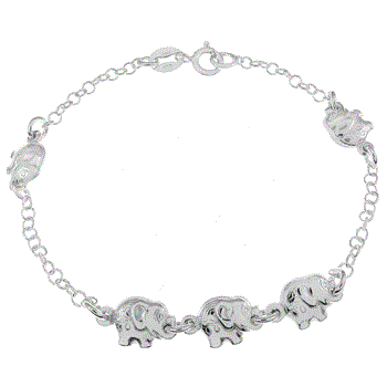 Italian Sterling Silver Elephant Bracelet
