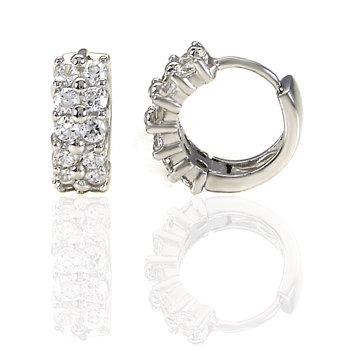 Sterling Silver CZ Cubic Zirconia Small Huggie Earrings