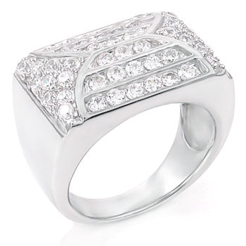 Sterling Silver Cubic Zirconia Round CZ Man Ring