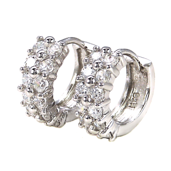 Sterling Silver CZ Cubic Zirconia Small Huggie Earrings