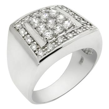 Square Shaped CZ Sterling Silver Ring