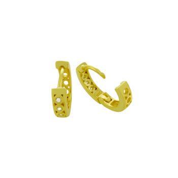 Sterling Silver Gold Plated CZ Huggie Hoop Earrings