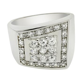 Square Shaped CZ Sterling Silver Ring