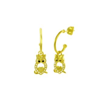 Owl Gold Plated Hoop Earrings