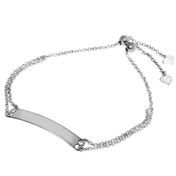 Sterling Silver Double Rolo D/C Adjustable ID Bracelet