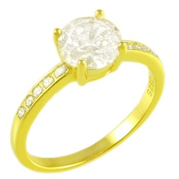 7mm Round Solitaire CZ Ring Gold Plated