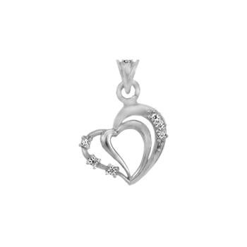 CZ Heart Rhodium Pendant