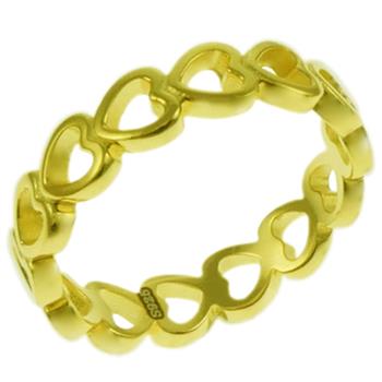 Heart Sterling Silver Gold Plated Band Ring