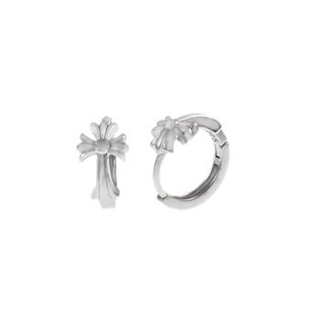 Sterling Silver Rhodium Cross Huggie Hoop Earrings