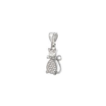 Sterling Silver Rhodium Cat Pendant
