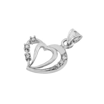 CZ Heart Rhodium Pendant