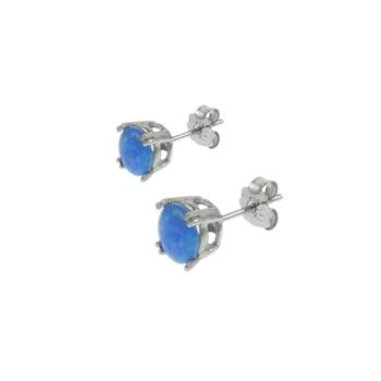 Simulated Blue Opal Sterling Silver Stud Earrings