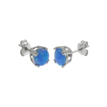 Simulated Blue Opal Sterling Silver Stud Earrings