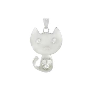 Sterling Silver Rhodium Cat Pendant