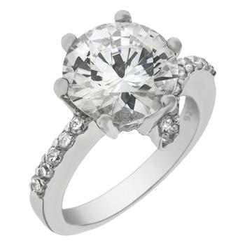Sterling Silver 9.5mm Round Cubic Zirconia Engagement Ring