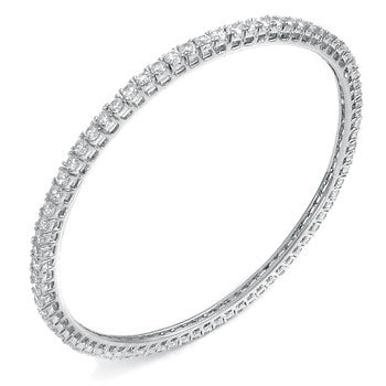 Eternity CZ Sterling Silver Rhodium Bangle