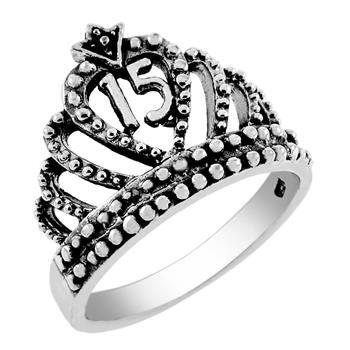 Sterling Silver Oxidized 15-Crown Ring