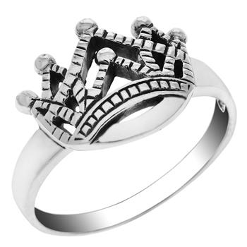 Sterling Silver Oxidized Crown Ring