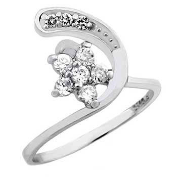 Sterling Silver Cubic Zirconia Flower Ring