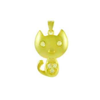 Sterling Silver Gold Plated Cat Pendant
