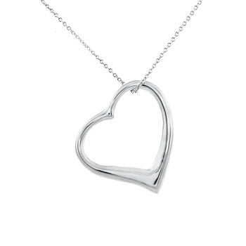 Sterling Silver Polished Floating Heart Pendant