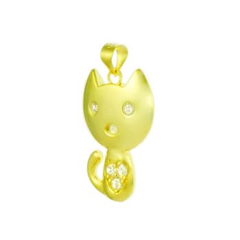 Sterling Silver Gold Plated Cat Pendant
