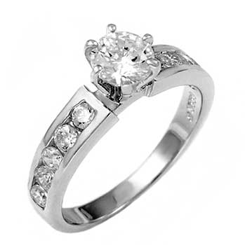 Sterling Silver 6 Prongs 6mm Round CZ Engagement Ring