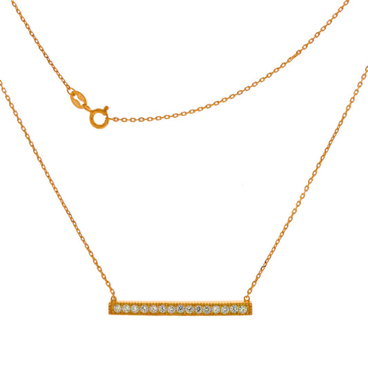 Rose Gold Plated CZ Bar Necklace