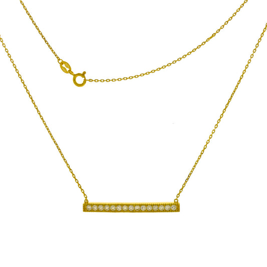 Gold PlateD CZ Bar Necklace