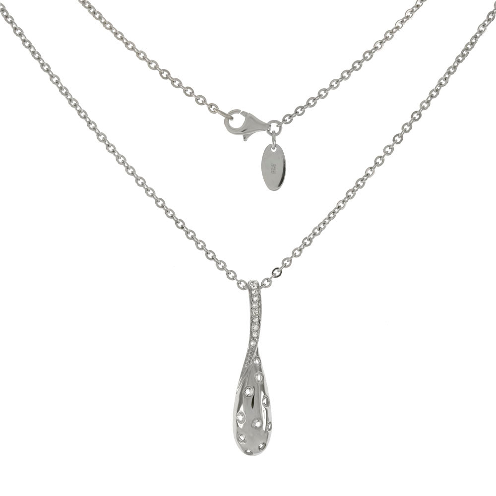 White Topaz Pendant Sterling Silver Rhodium Necklace