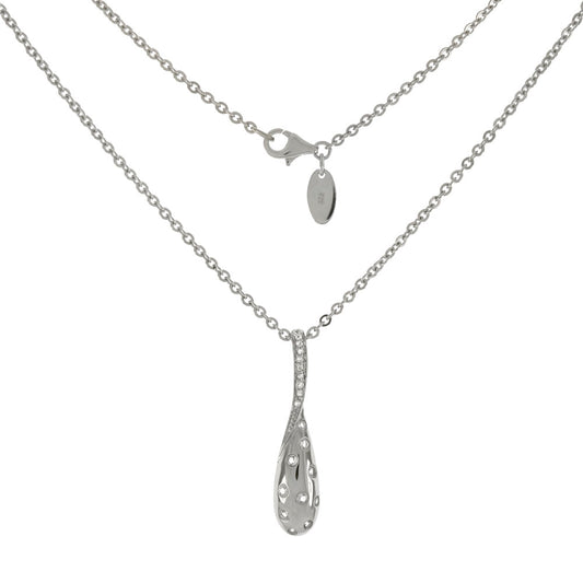 White Topaz Pendant Sterling Silver Rhodium Necklace