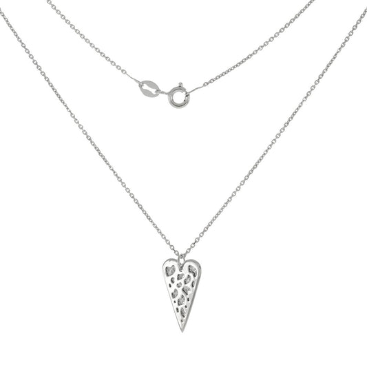 Sterling Silver Hammer Cut Pendant W Rhodium Necklace