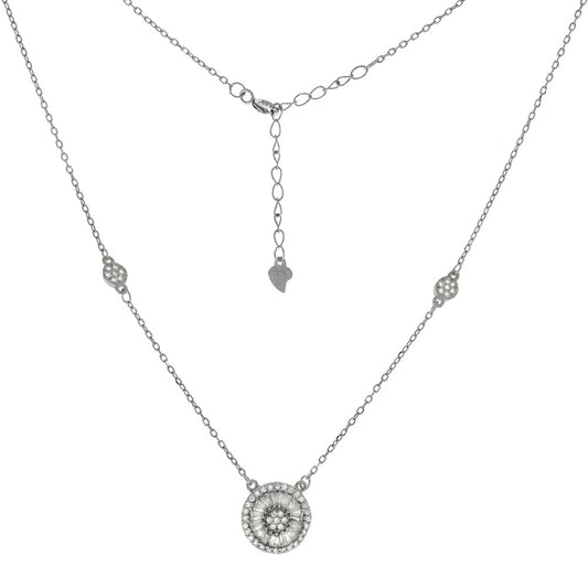 Round Halo Cubic Zirconia Necklace