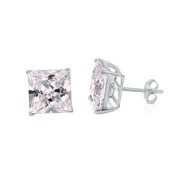 14K White Gold 4-Prong Basket Stud Earrings