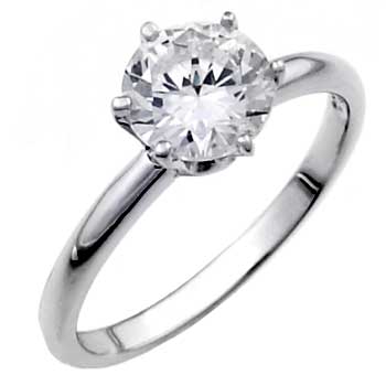 Sterling Silver 6mm Cubic Zirconia Solitaire Engagement Ring