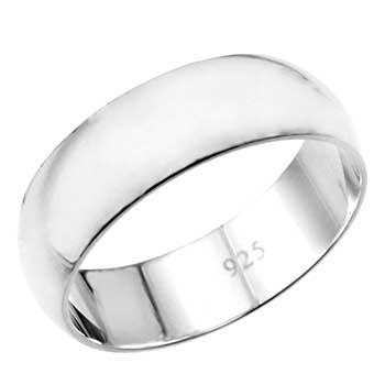 925 Sterling Silver 7MM Plain Wedding Band Ring