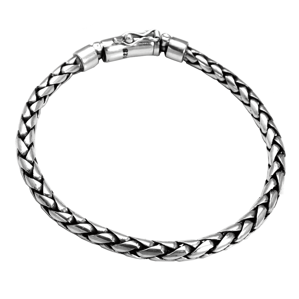 4mm round balinese silver bracelet