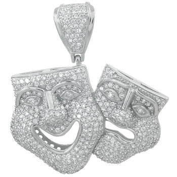 Bedazzled Theater Comedy and Tragedy Masks Pendant