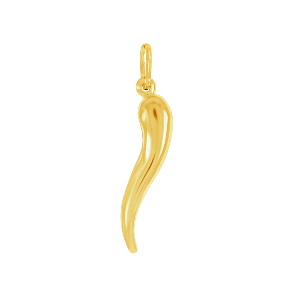 Italian Sterling Silver Lucky Horn Gold Plated Pendant