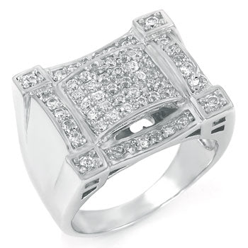 925 Sterling Silver Hip Hop Pave Round CZ Men Ring