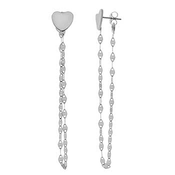 Italian Sterling Silver Confetti Chain W Heart Earrings