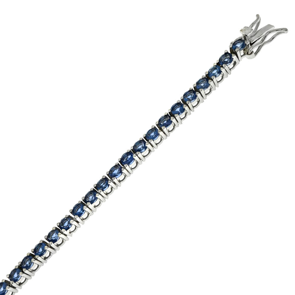 synthetic tanzanite sterling silver tennis bracelet