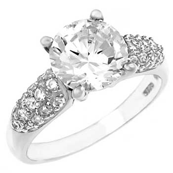 Sterling Silver 8mm CZ Prong Setting Engagement Ring